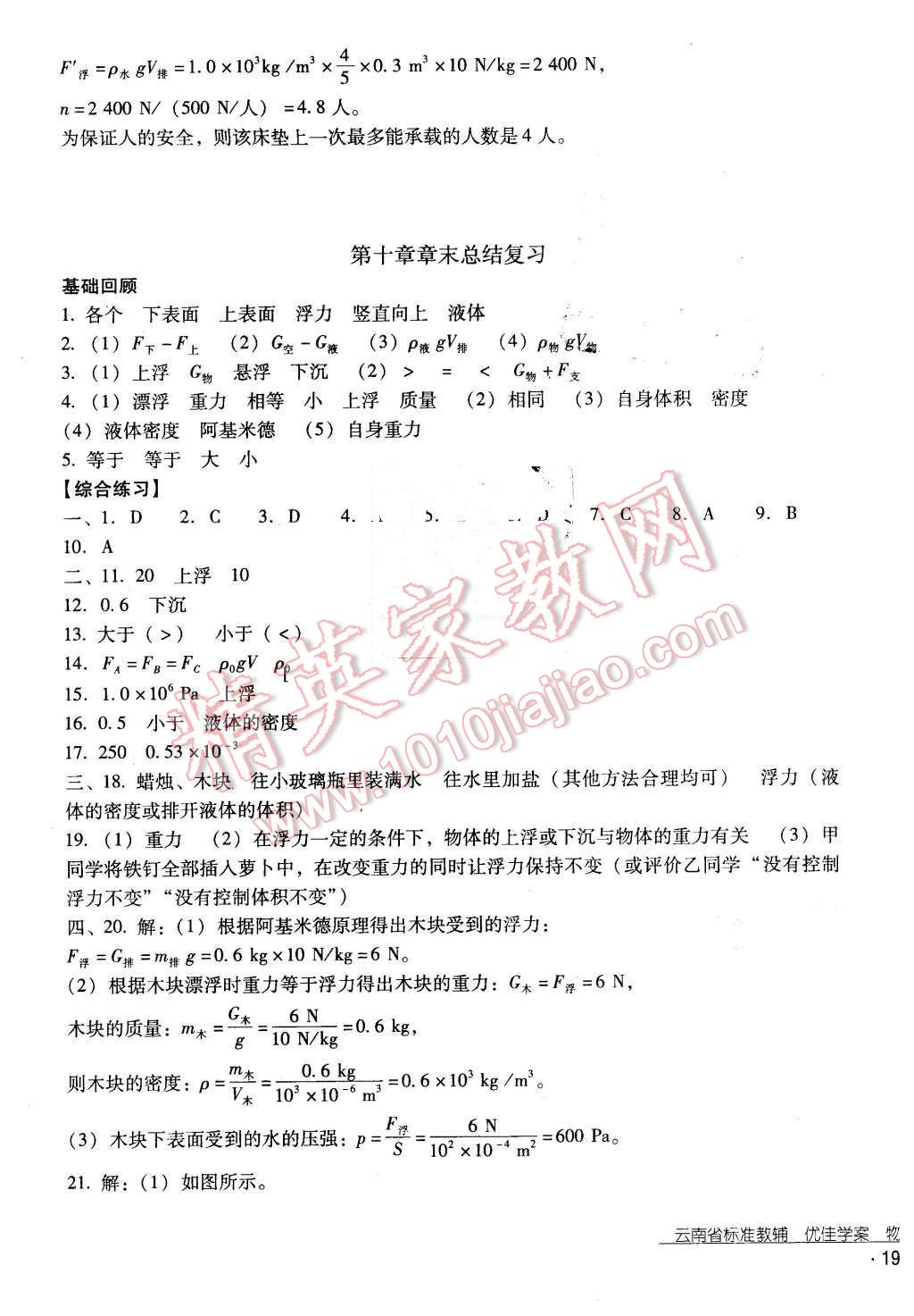 2016年云南省标准教辅优佳学案八年级物理下册人教版 第19页