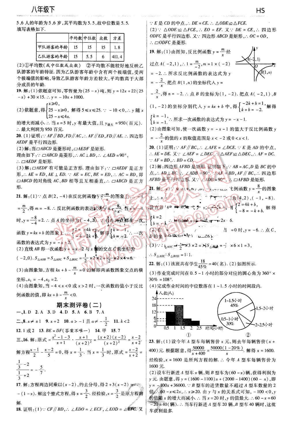 2016年一線調(diào)研學(xué)業(yè)測(cè)評(píng)八年級(jí)數(shù)學(xué)下冊(cè)華師大版 第24頁(yè)