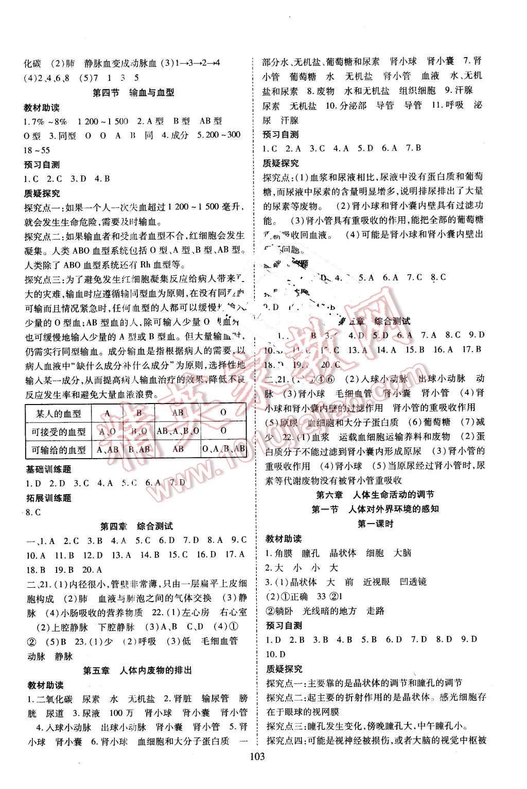 2015年資源與評價七年級生物學(xué)下冊人教版 第5頁