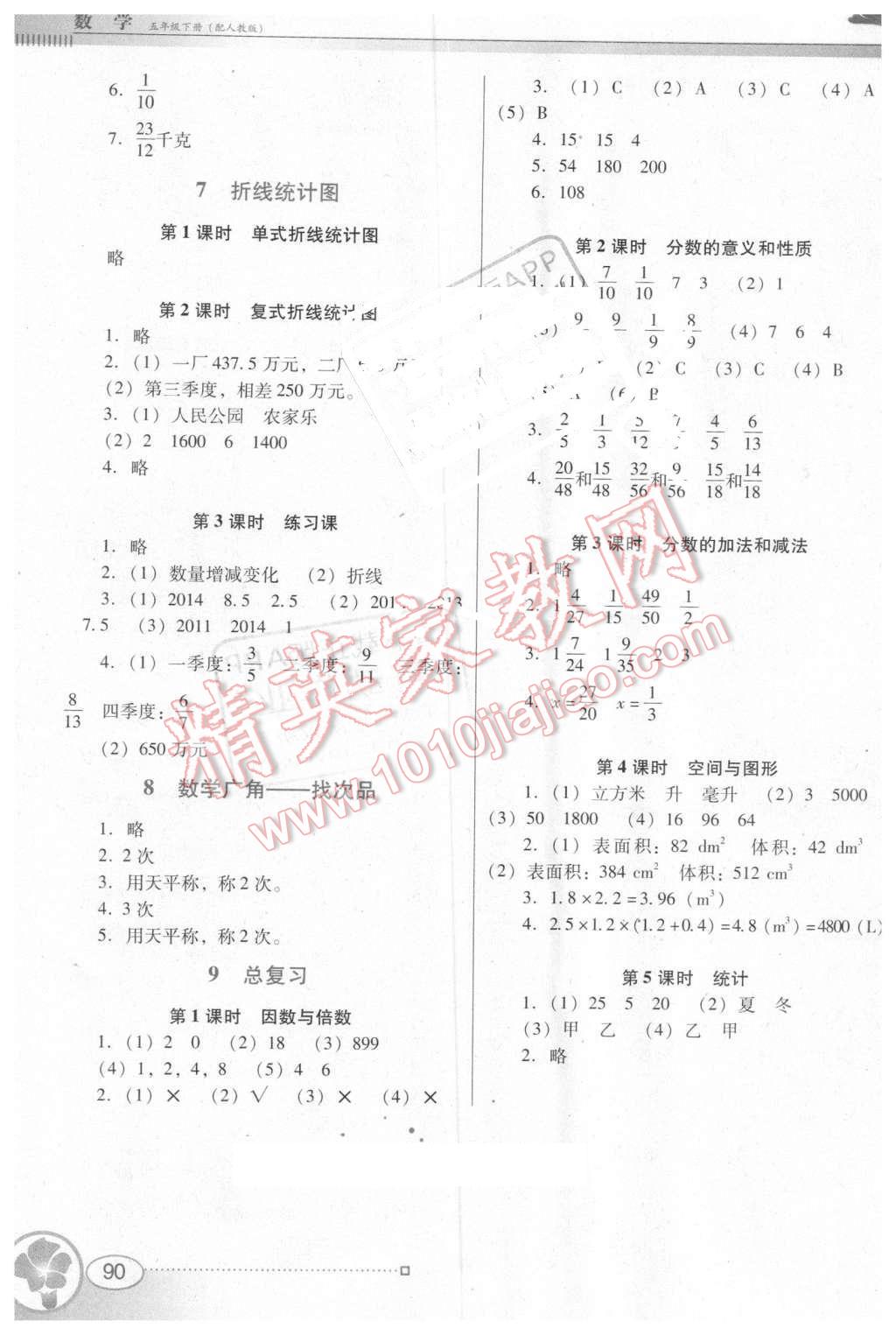 2016年南方新课堂金牌学案五年级数学下册人教版 第7页