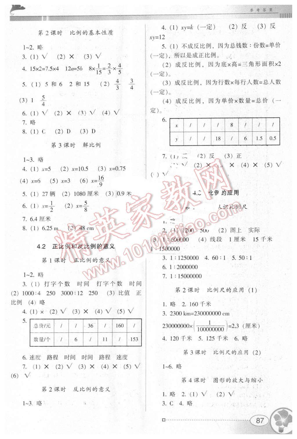 2016年南方新课堂金牌学案六年级数学下册人教版 第3页