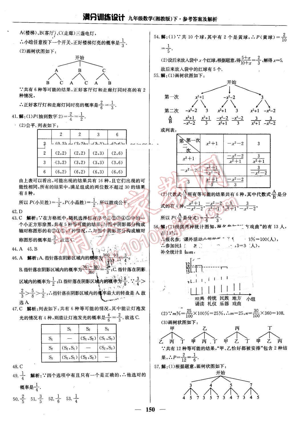 2016年满分训练设计九年级数学下册湘教版 第39页