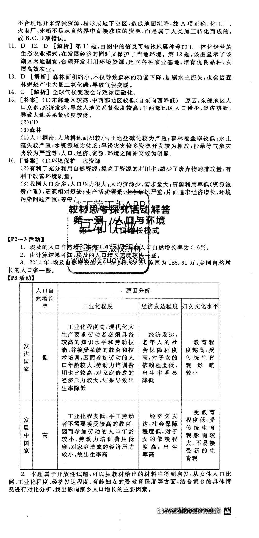 2016年全品學(xué)練考高中地理必修2湘教版 參考答案第50頁