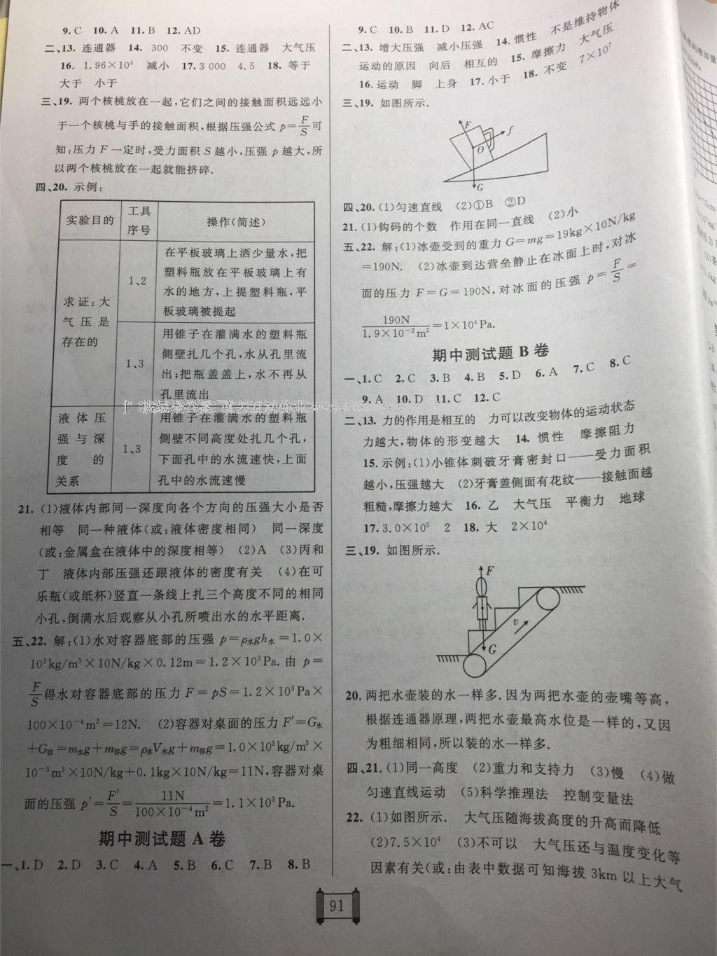 2015年海淀單元測(cè)試AB卷八年級(jí)物理下冊(cè)教科版 第11頁