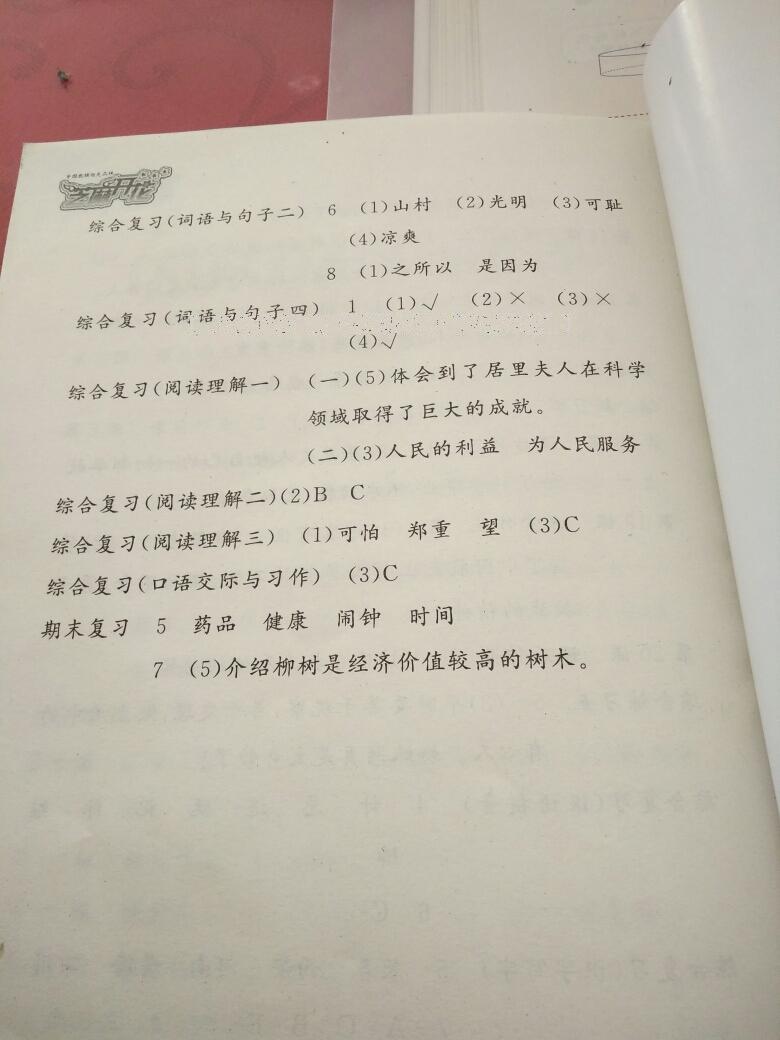 2016年语文作业本六年级下册人教版江西教育出版社 第12页