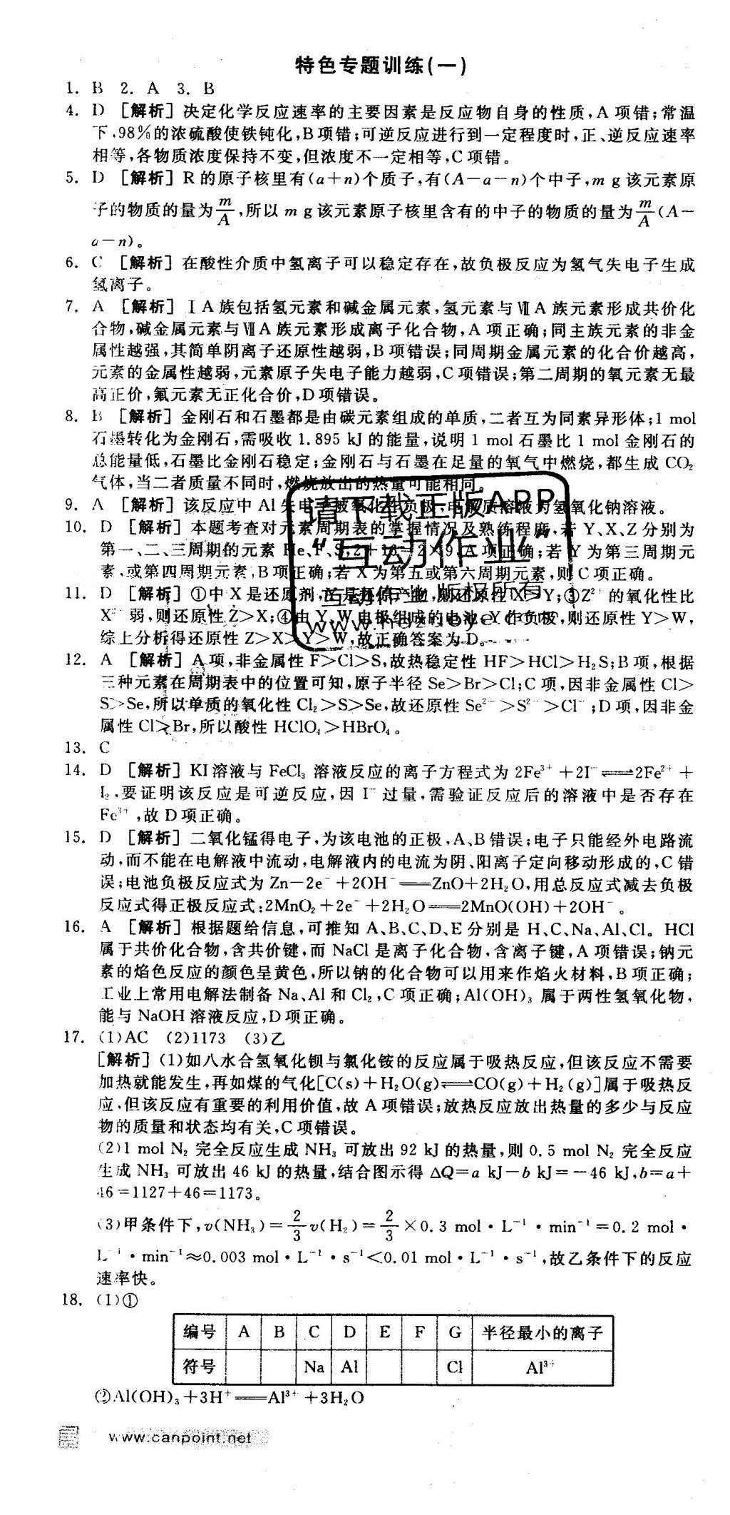 2016年全品學(xué)練考高中化學(xué)必修2人教版 測評卷答案第41頁