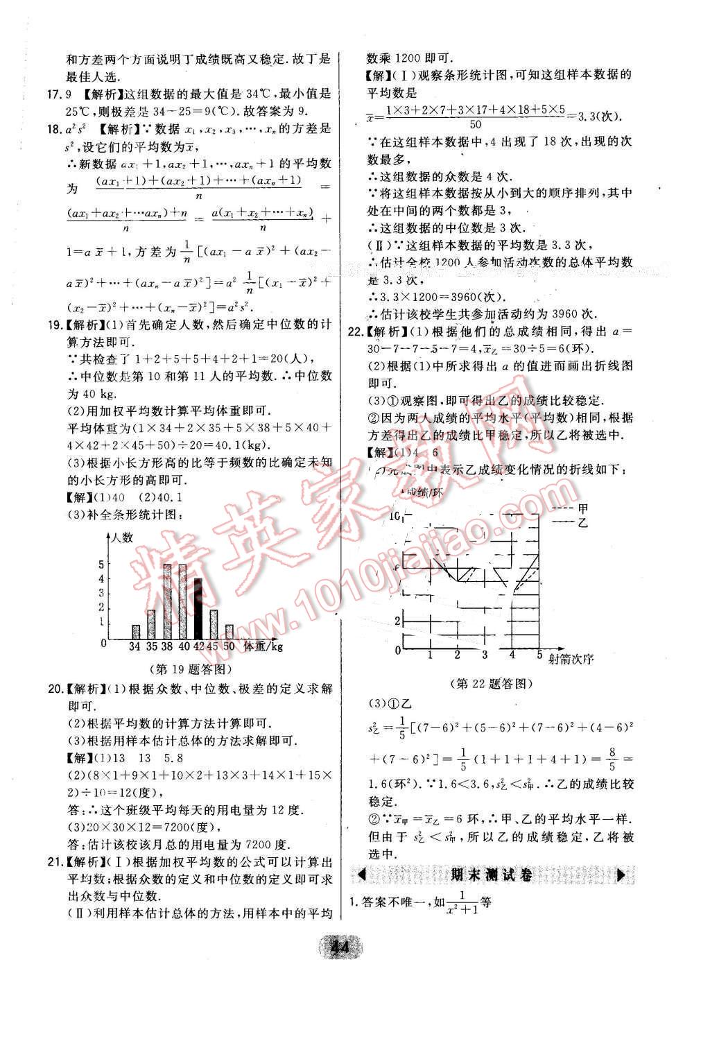 2016年北大綠卡八年級數學下冊華師大版 第44頁