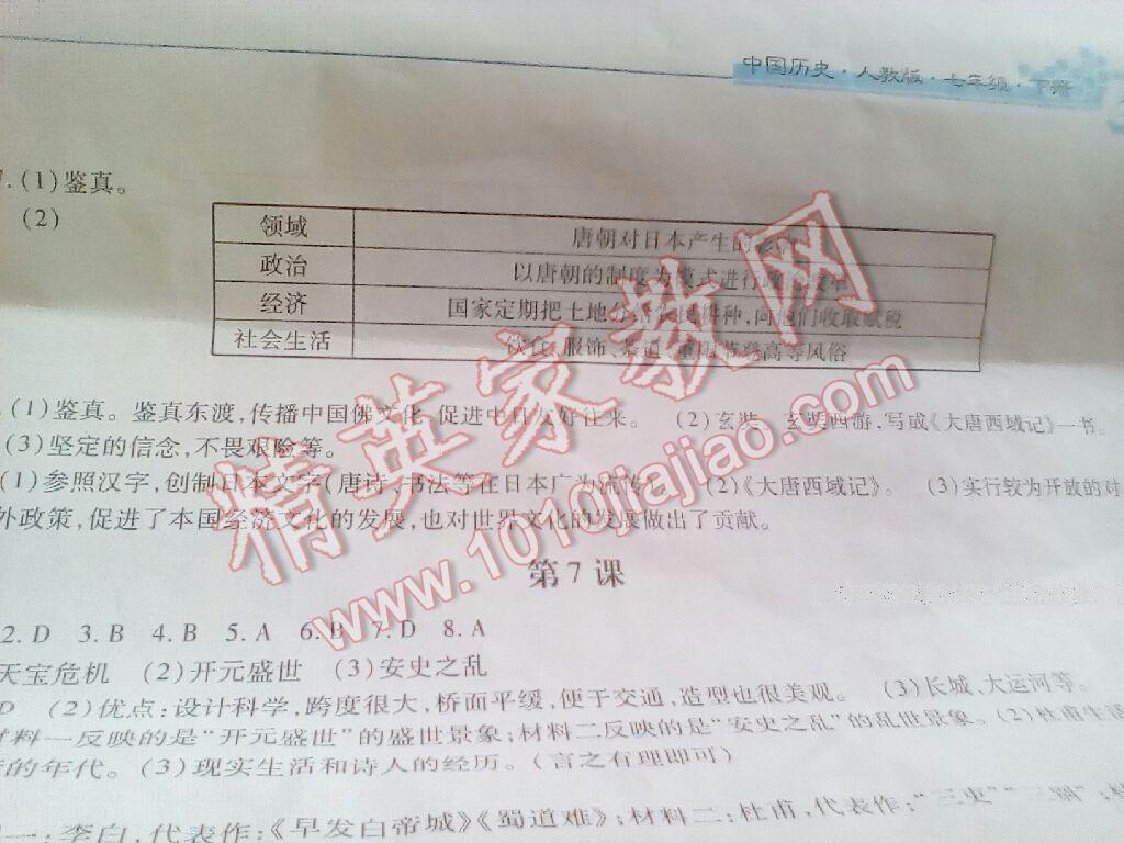 2015年新編基礎(chǔ)訓(xùn)練七年級(jí)歷史下冊(cè)人教版黃山書社 第62頁