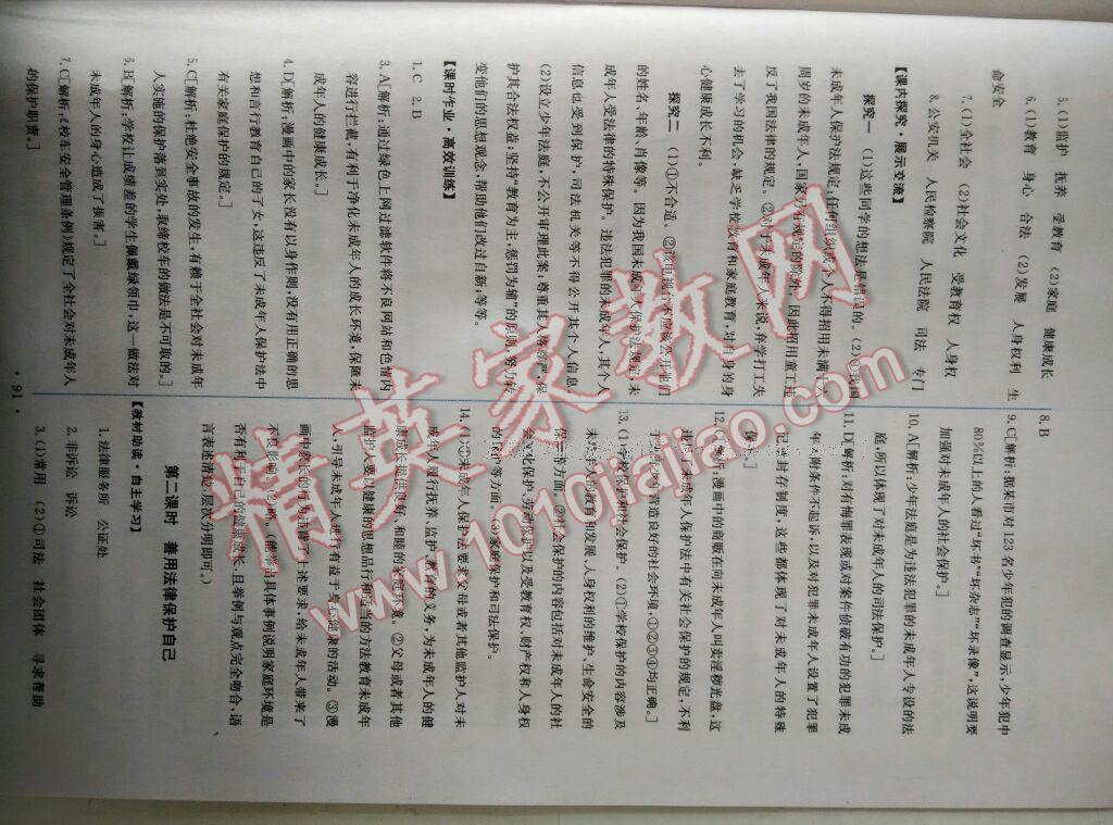 2016年能力培養(yǎng)與測試七年級思想品德下冊人教版 第95頁