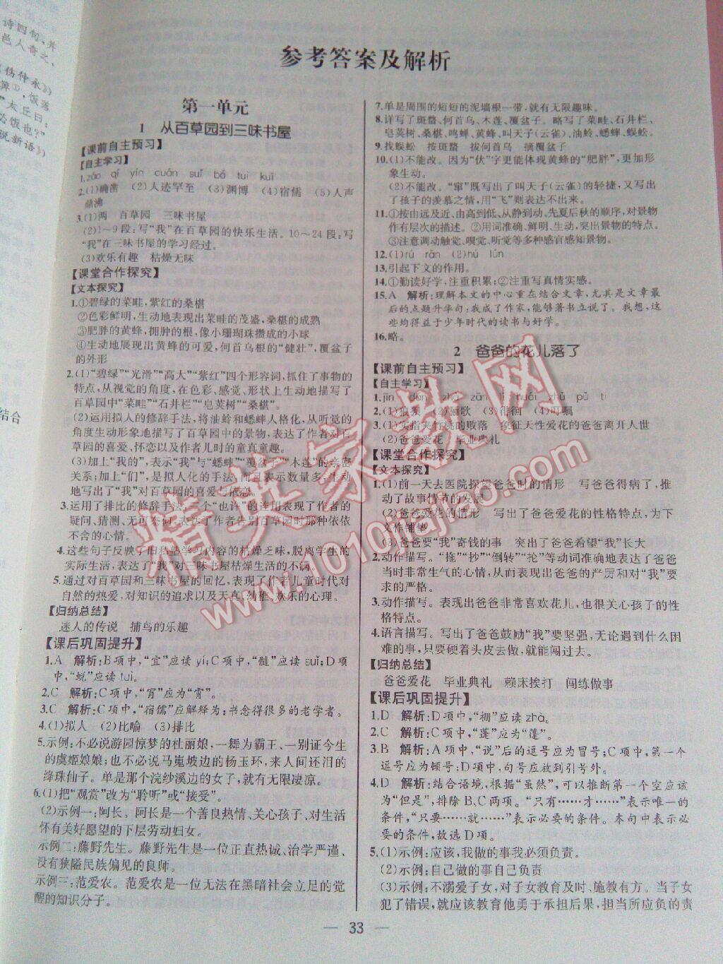 2016年同步導(dǎo)學(xué)案課時練七年級語文下冊人教版河北專版 第25頁