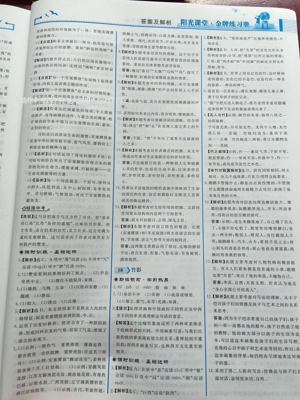 2016年陽光課堂金牌練習(xí)冊七年級語文下冊人教版 第96頁