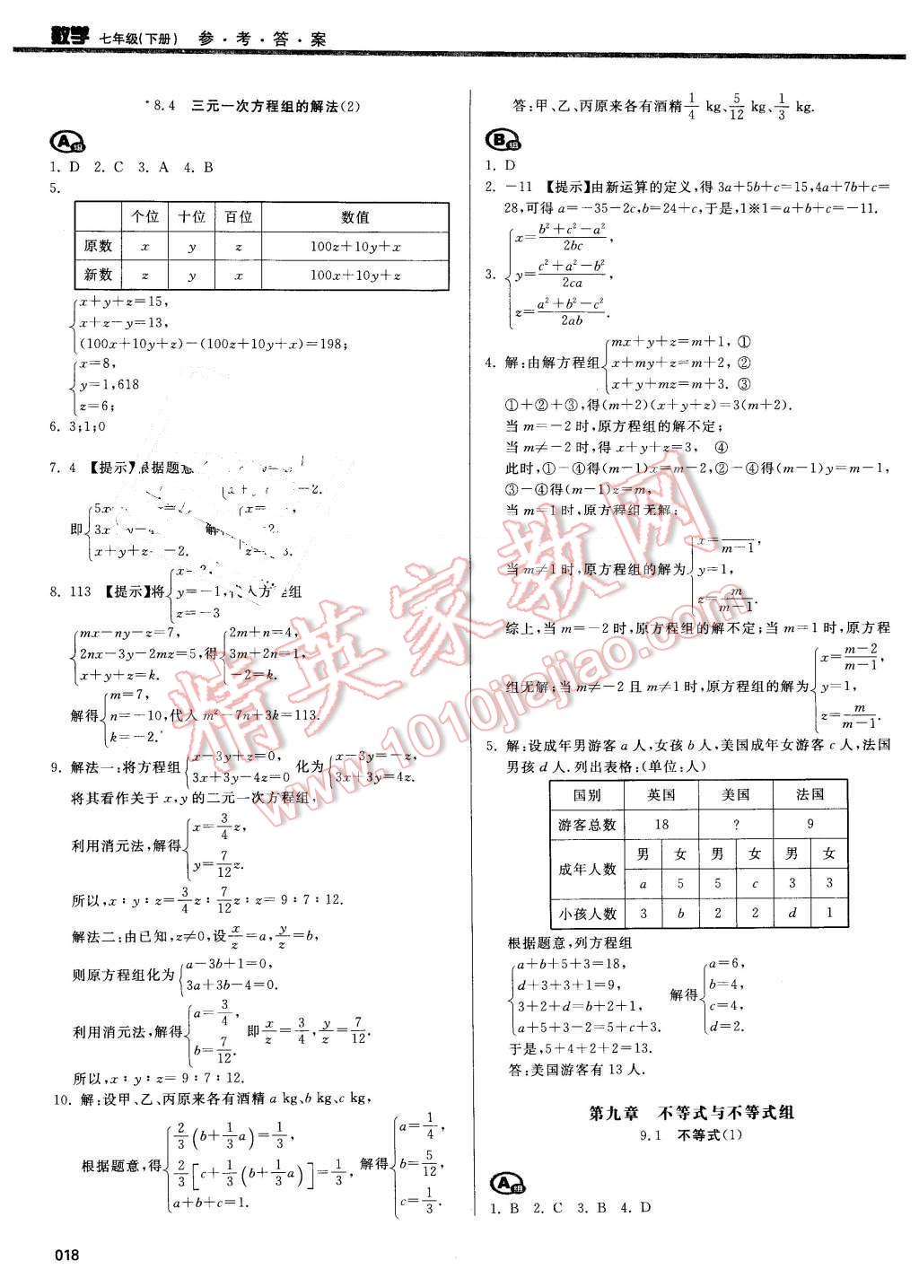 2016年學(xué)習(xí)質(zhì)量監(jiān)測(cè)七年級(jí)數(shù)學(xué)下冊(cè)人教版 第18頁(yè)