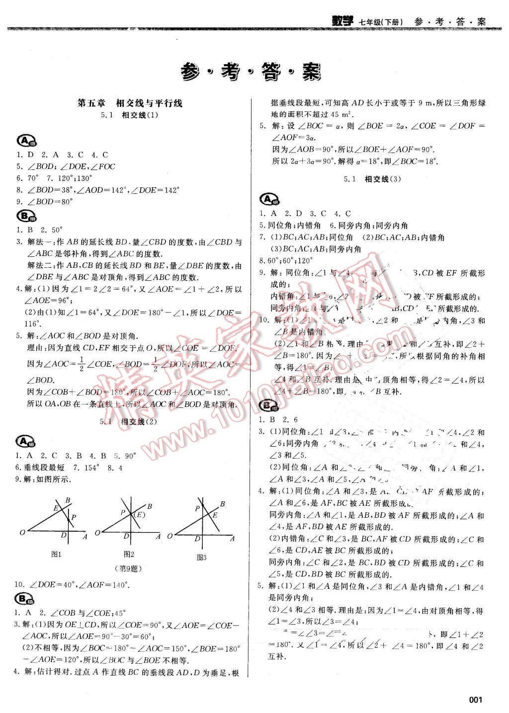 2016年学习质量监测七年级数学下册人教版 第1页