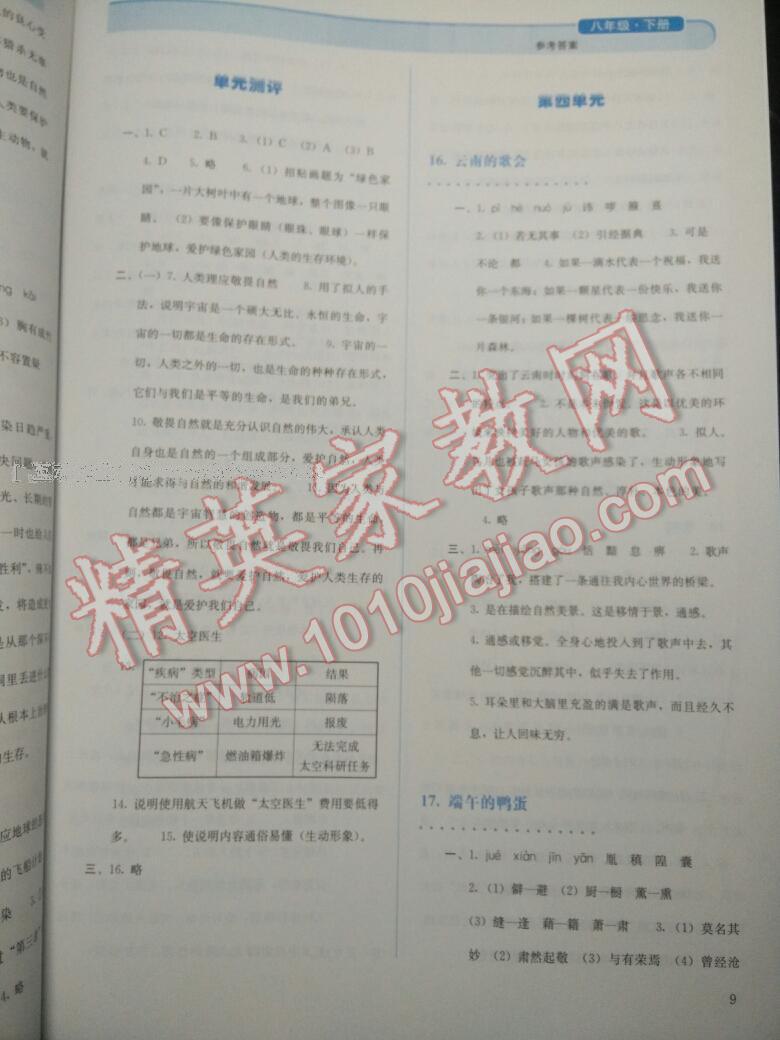 2015年人教金学典同步解析与测评八年级语文下册人教版 第105页