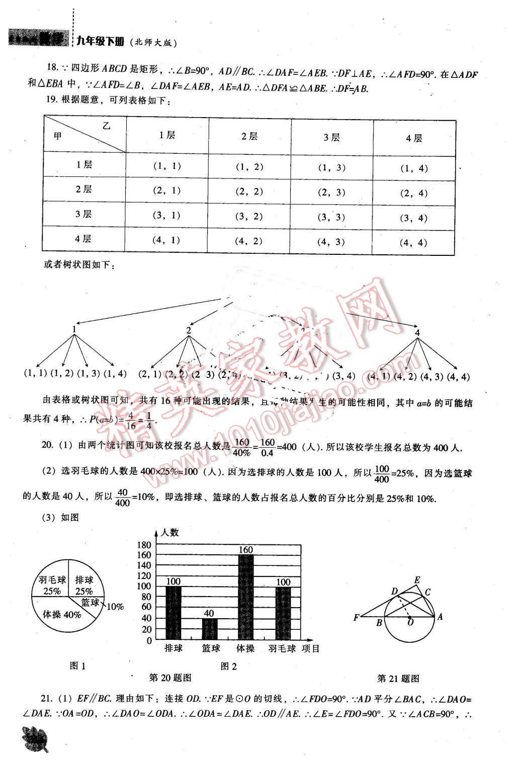 2016年新课程数学能力培养九年级下册北师大版 第44页