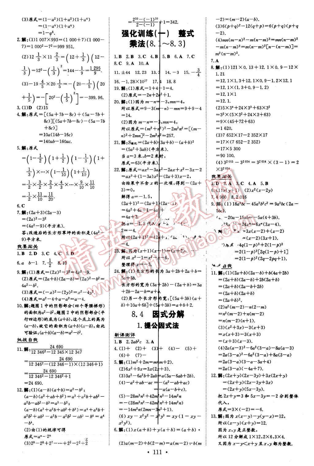 2016年A加練案課時(shí)作業(yè)本七年級(jí)數(shù)學(xué)下冊(cè)華師大版 第9頁