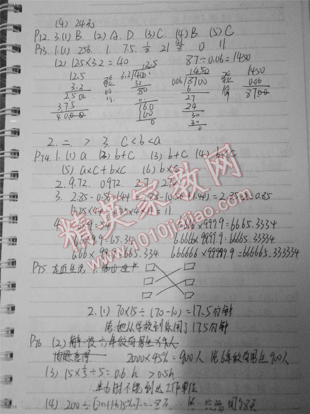 2016年數(shù)學(xué)作業(yè)本六年級下冊人教版江西教育出版社 第13頁