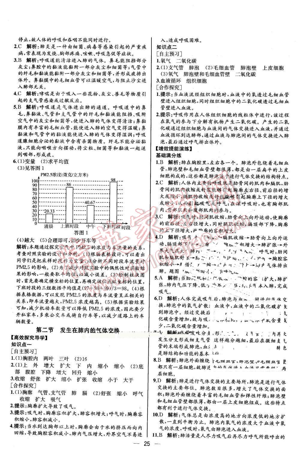 2015年同步导学案课时练七年级生物学下册人教版河北专版 第9页