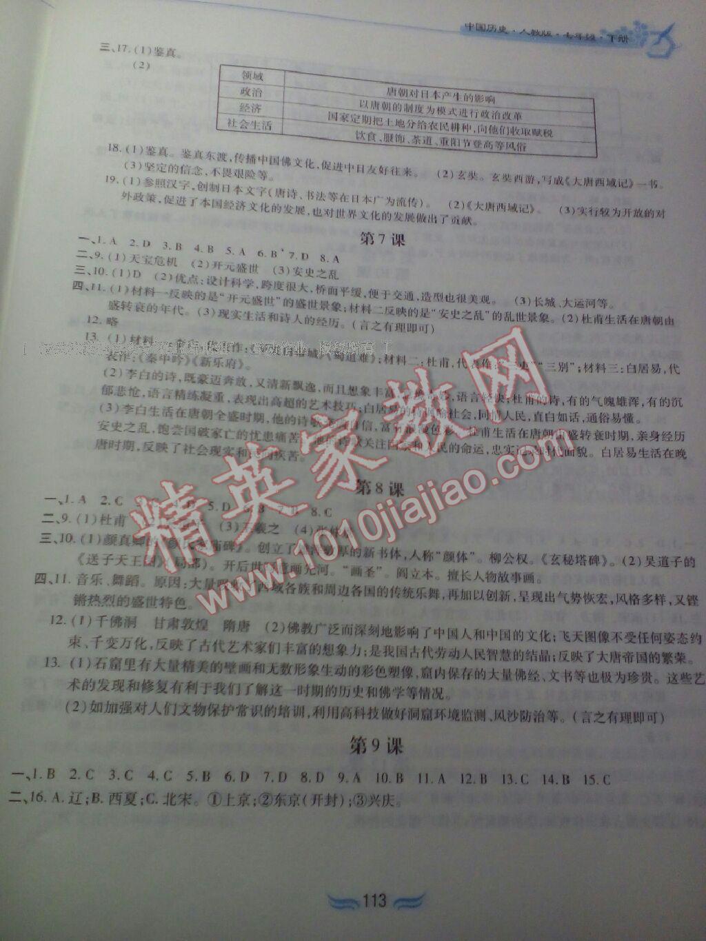 2015年新編基礎(chǔ)訓(xùn)練七年級(jí)歷史下冊(cè)人教版黃山書社 第87頁(yè)