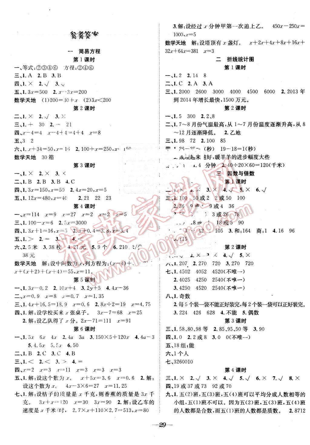 2016年快乐学习随堂练五年级数学下册苏教版 第1页