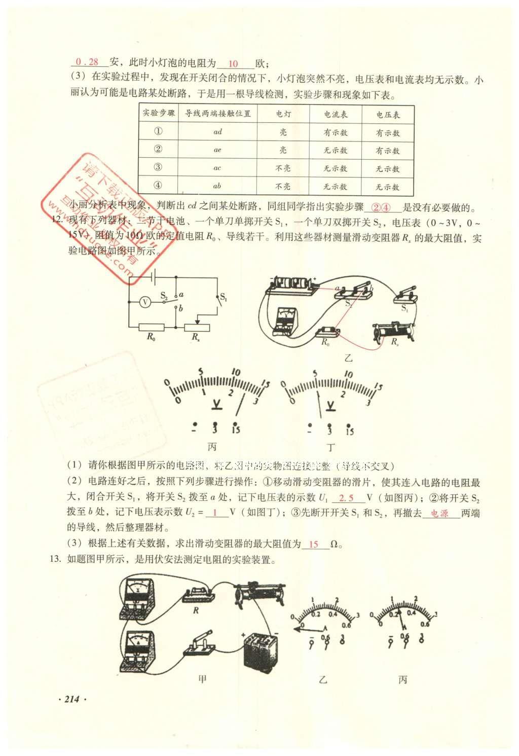 2016年復(fù)習(xí)指導(dǎo)手冊云南省初中學(xué)業(yè)水平考試物理 實(shí)驗(yàn)部分第205頁