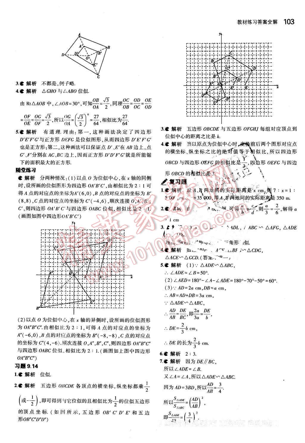 课本八年级数学下册鲁教版五四制&nbsp;参考答案第25页