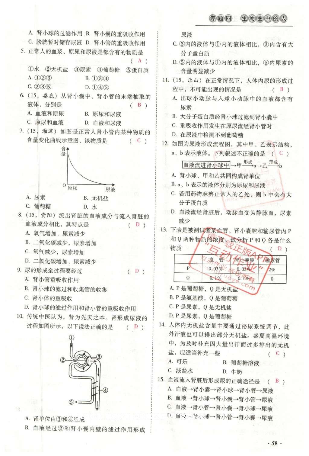 2016年云南中考本土攻略精準(zhǔn)復(fù)習(xí)方案生物 專題四 生物圈中的人第83頁