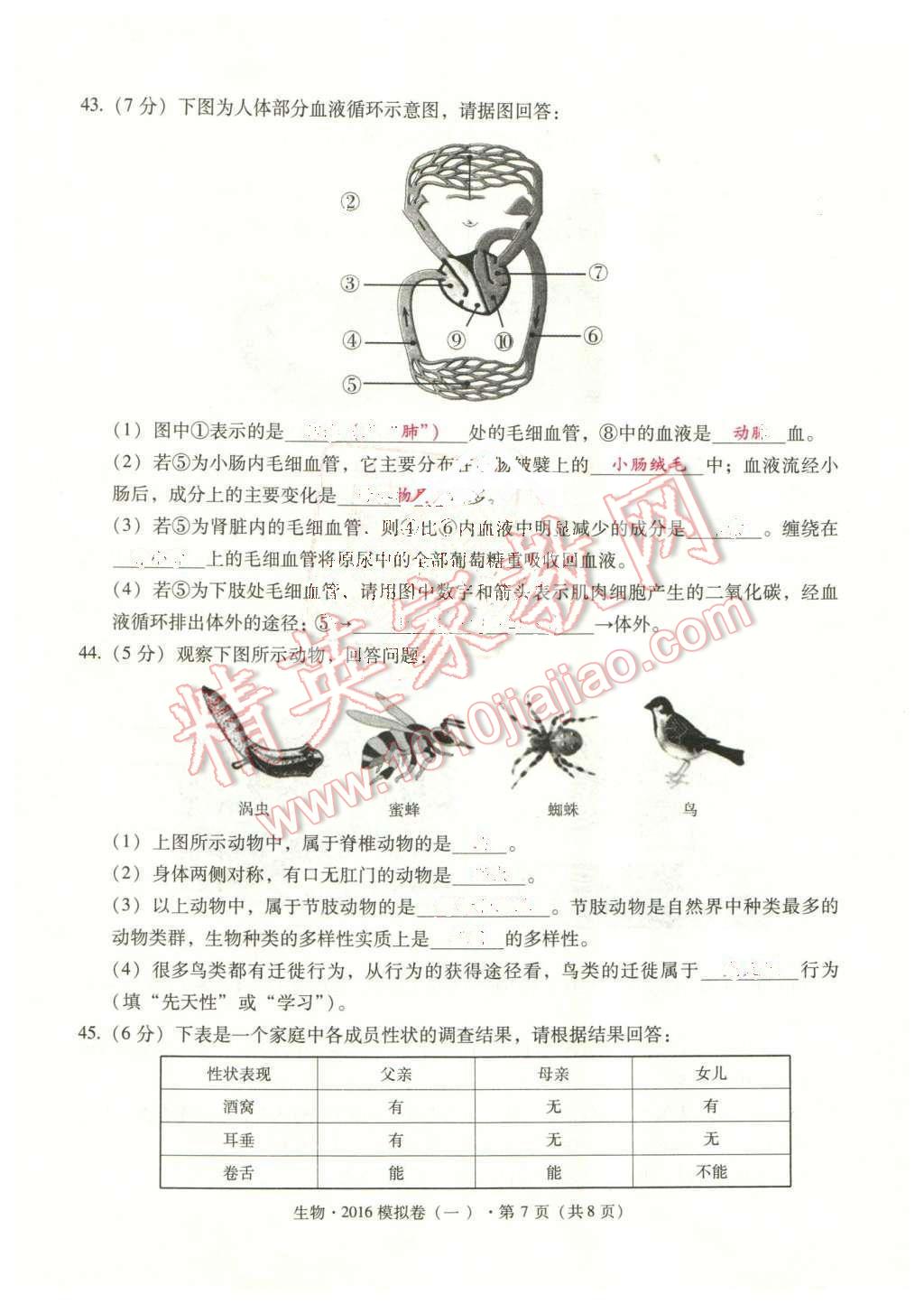 2016年云南中考本土攻略精準(zhǔn)復(fù)習(xí)方案生物 第7頁