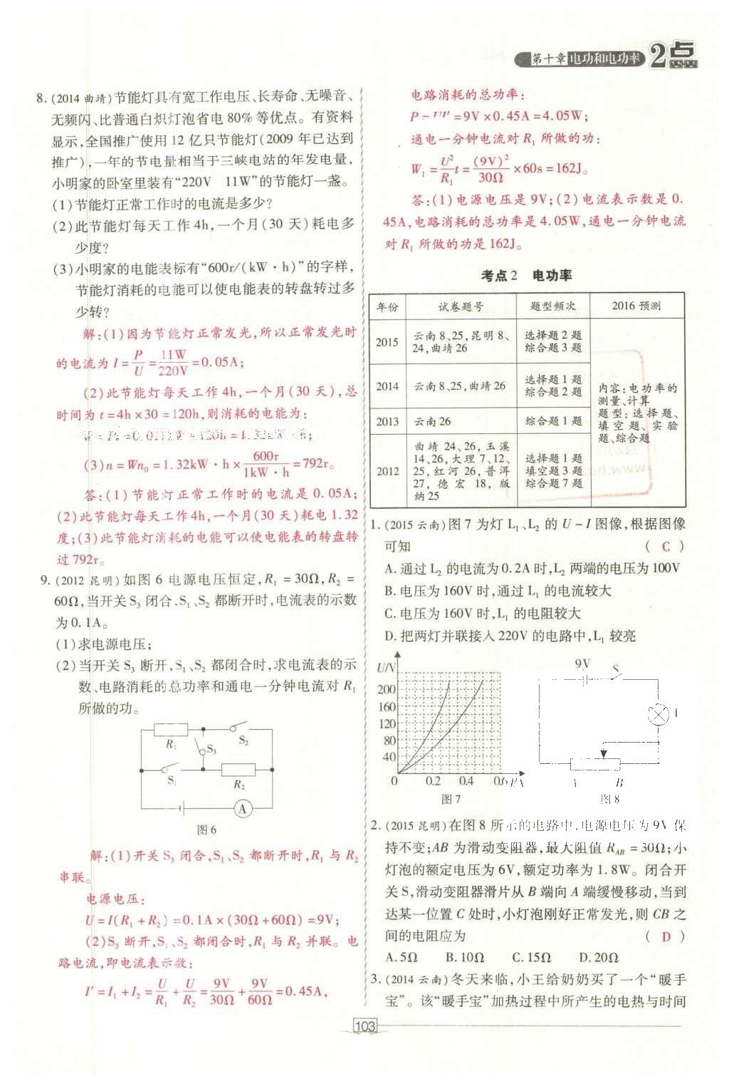 2016年2點備考案物理 第十章 電功和電功率第181頁