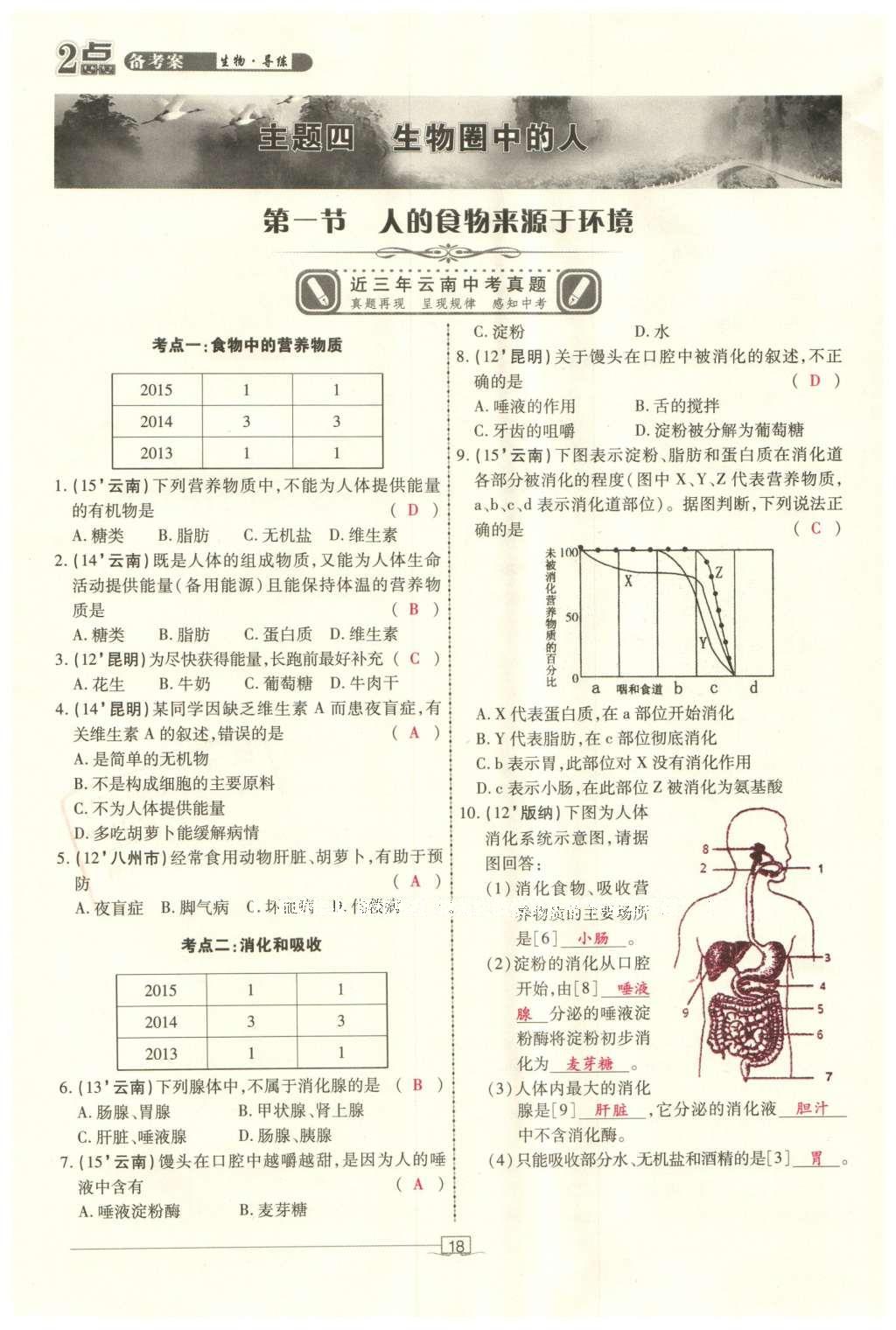 2016年2點(diǎn)備考案生物 參考答案第88頁(yè)