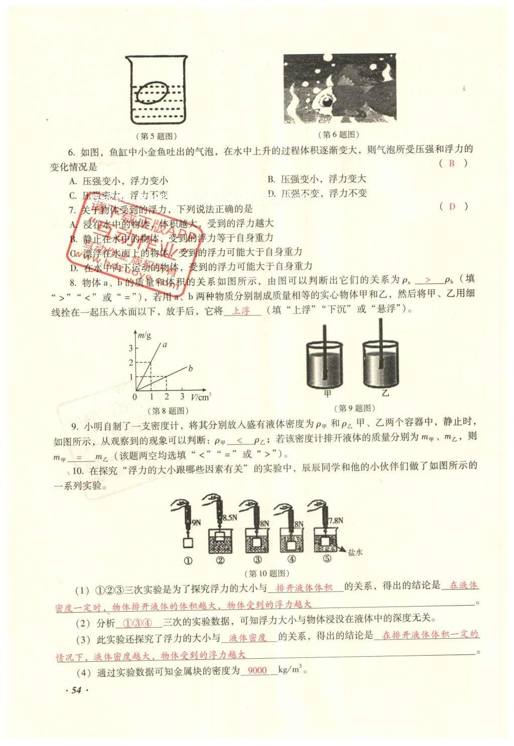 2016年復(fù)習(xí)指導(dǎo)手冊(cè)云南省初中學(xué)業(yè)水平考試物理 力學(xué)部分考點(diǎn)（5-8）第112頁(yè)