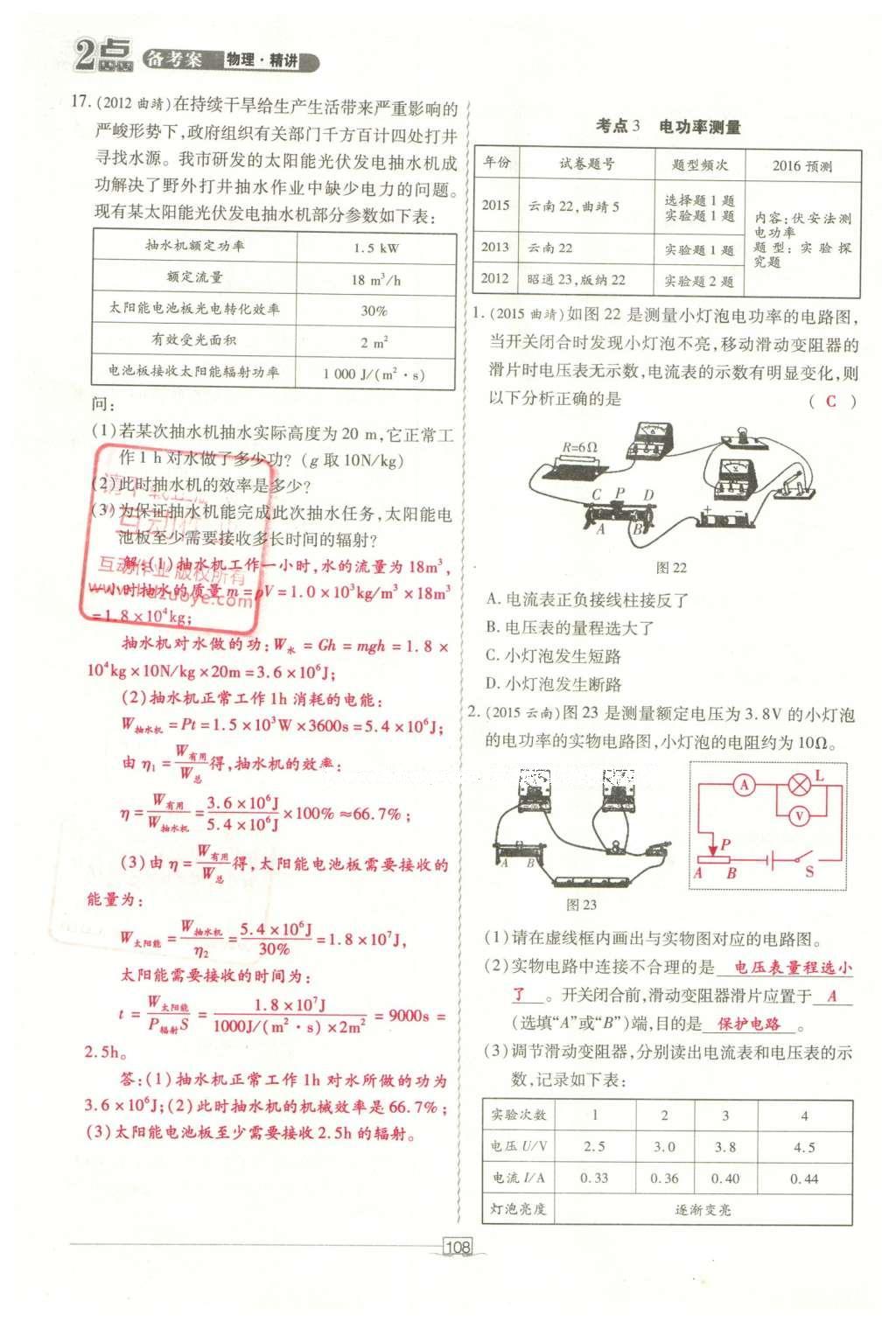 2016年2點備考案物理 第十章 電功和電功率第186頁