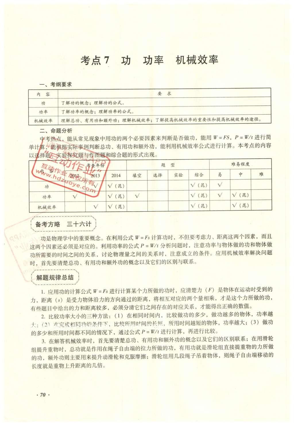 2016年復(fù)習指導(dǎo)手冊云南省初中學(xué)業(yè)水平考試物理 力學(xué)部分考點（5-8）第128頁