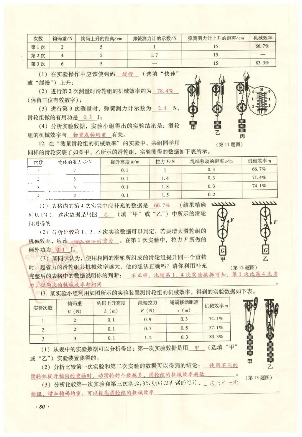 2016年复习指导手册云南省初中学业水平考试物理 力学部分考点（5-8）第138页