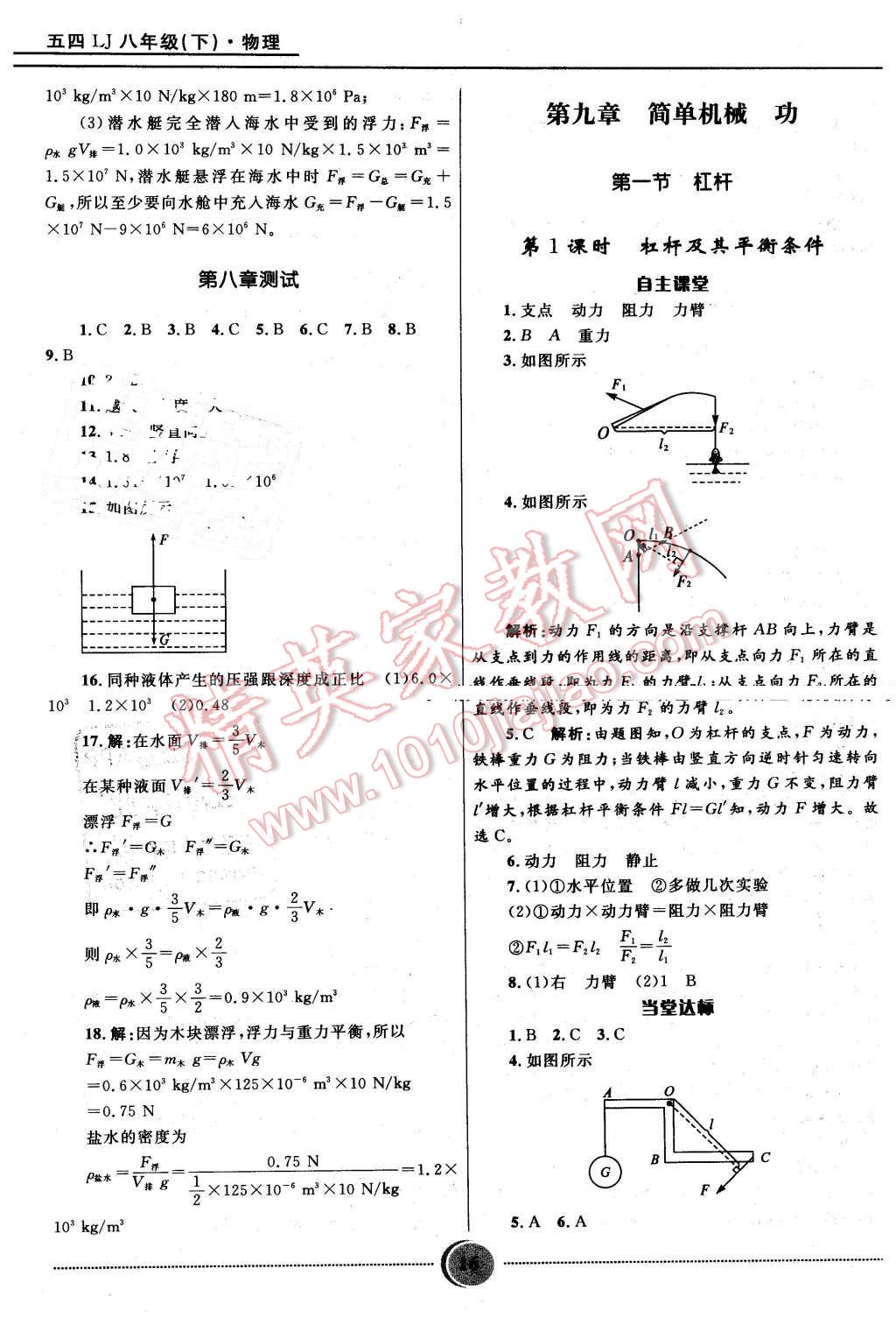 2016年奪冠百分百初中精講精練八年級(jí)物理下冊(cè)五四制魯科版 第16頁(yè)