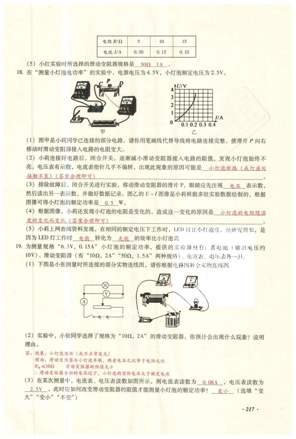 2016年復(fù)習(xí)指導(dǎo)手冊云南省初中學(xué)業(yè)水平考試物理 實驗部分第208頁