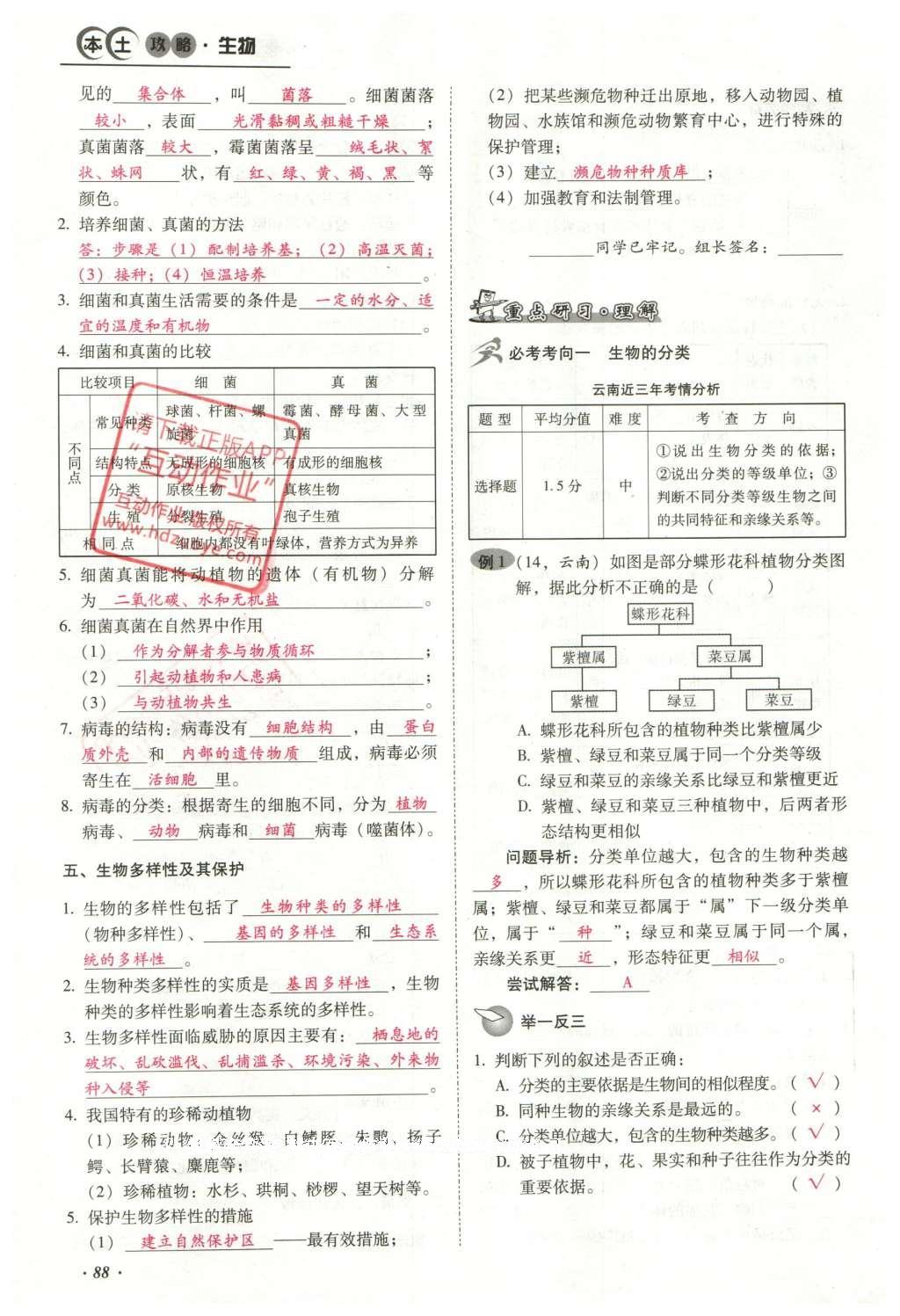 2016年云南中考本土攻略精準復習方案生物 專題七 生物的多樣性第112頁