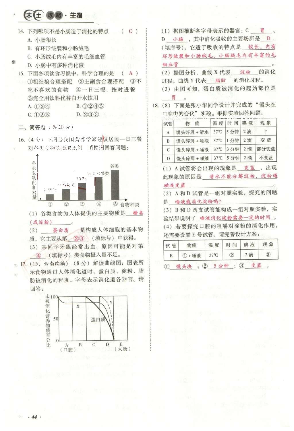 2016年云南中考本土攻略精準(zhǔn)復(fù)習(xí)方案生物 專題四 生物圈中的人第68頁