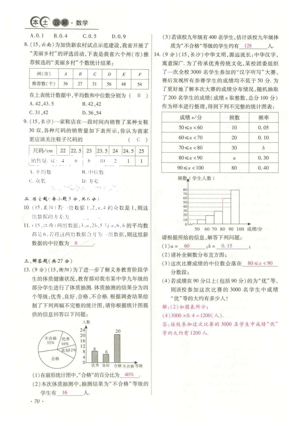 2016年云南中考本土攻略精准复习方案数学 数学优练本（第5-8章）第94页