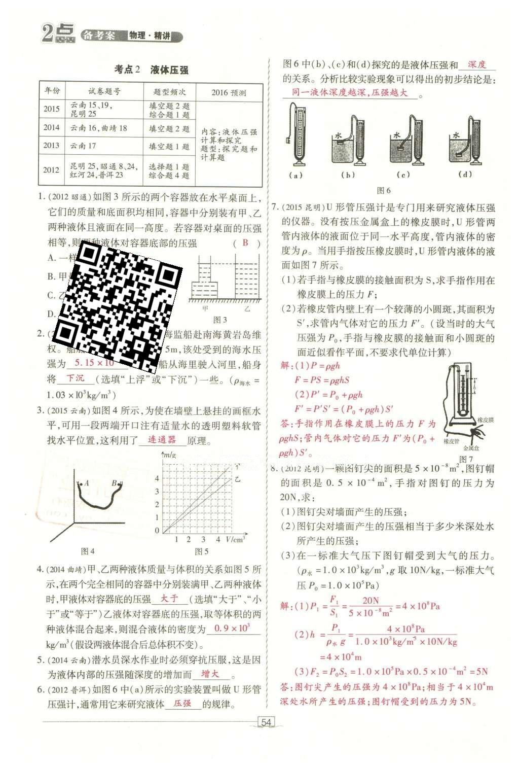 2016年2點備考案物理 第六章 壓強、浮力第132頁