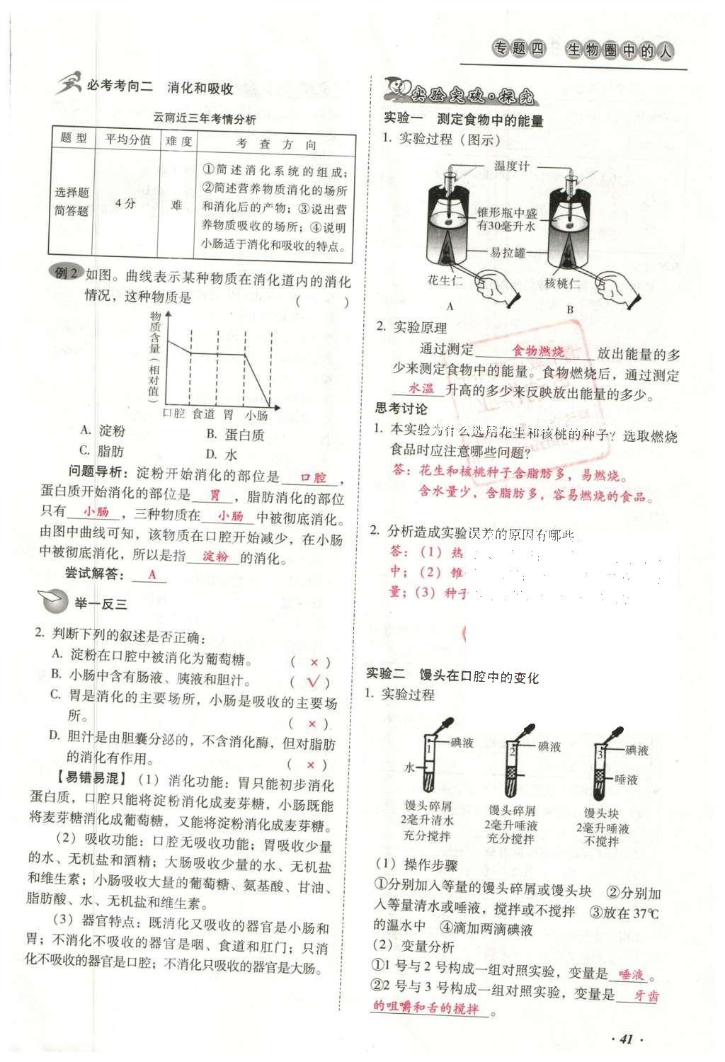 2016年云南中考本土攻略精準(zhǔn)復(fù)習(xí)方案生物 專(zhuān)題四 生物圈中的人第65頁(yè)