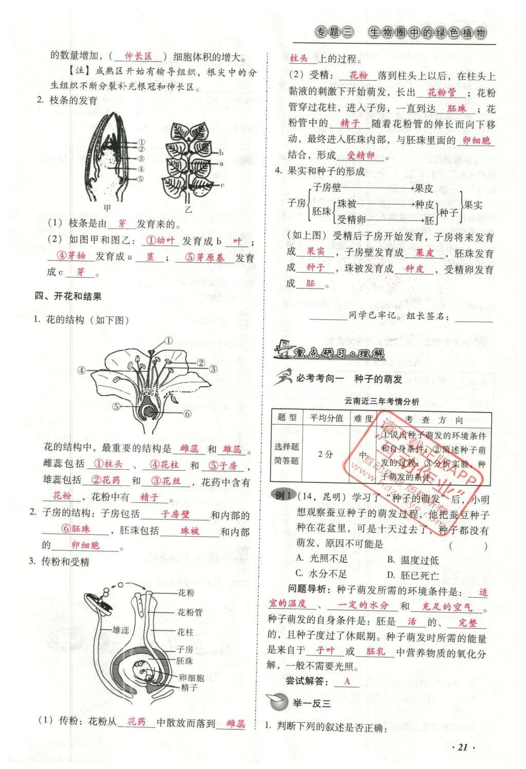 2016年云南中考本土攻略精準復習方案生物 專題三 生物圈中的綠色植物第45頁