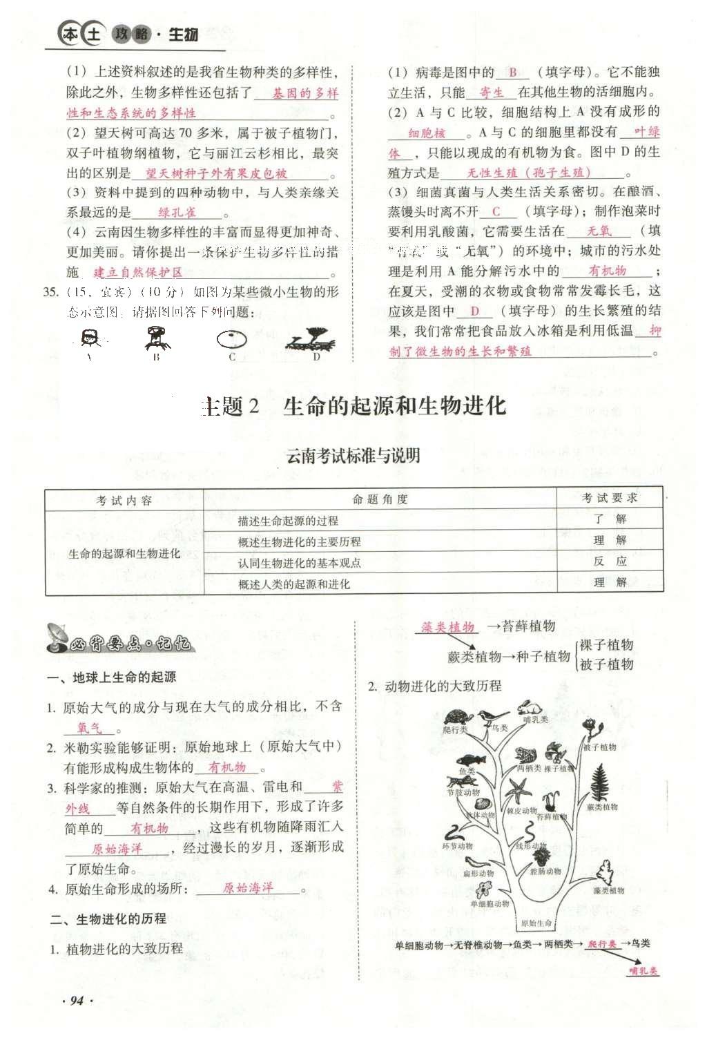 2016年云南中考本土攻略精準(zhǔn)復(fù)習(xí)方案生物 專題七 生物的多樣性第118頁(yè)