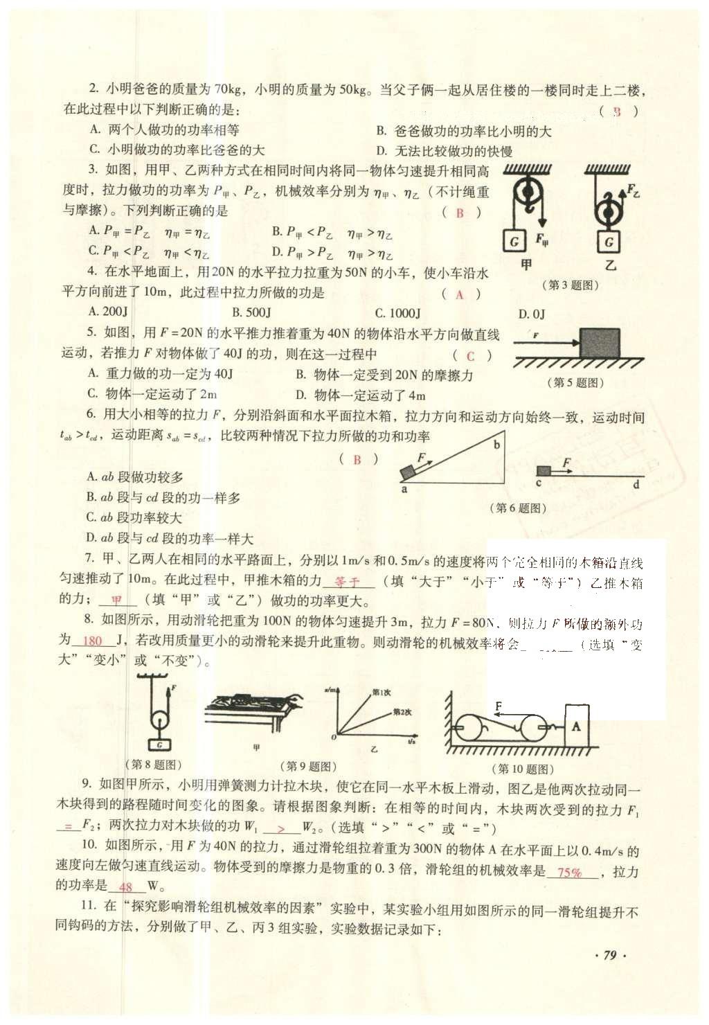 2016年复习指导手册云南省初中学业水平考试物理 力学部分考点（5-8）第137页