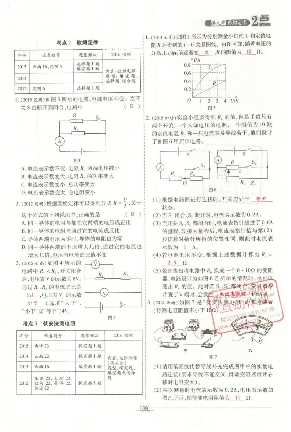 2016年2點(diǎn)備考案物理 第九章 歐姆定律第167頁(yè)