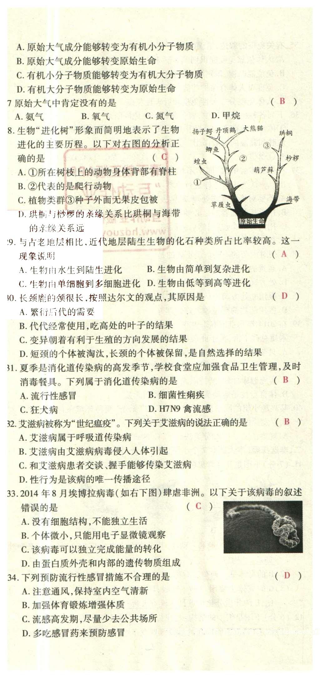 2016年2點(diǎn)備考案生物 學(xué)業(yè)水平模擬試卷答案第67頁(yè)