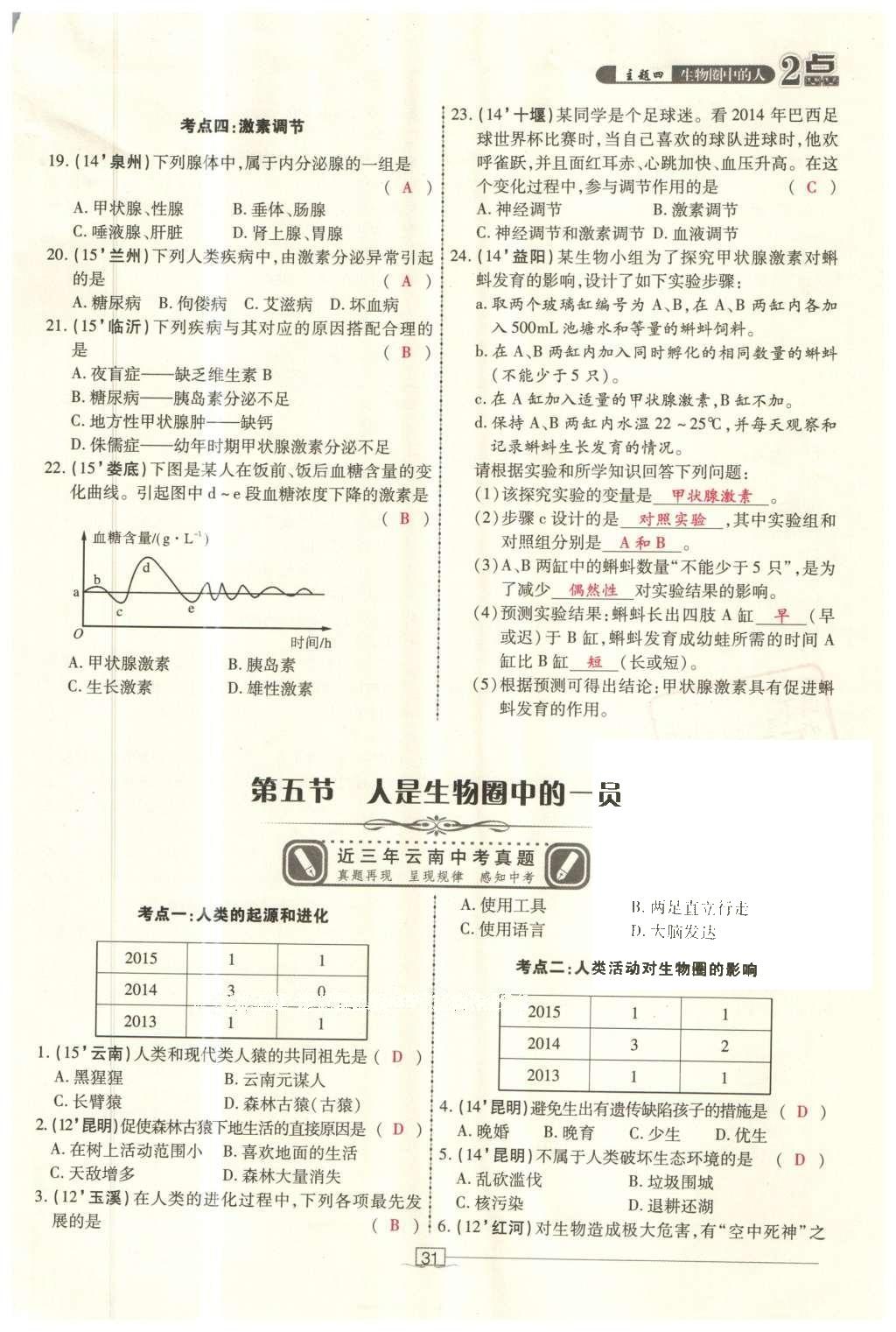 2016年2點備考案生物 參考答案第101頁