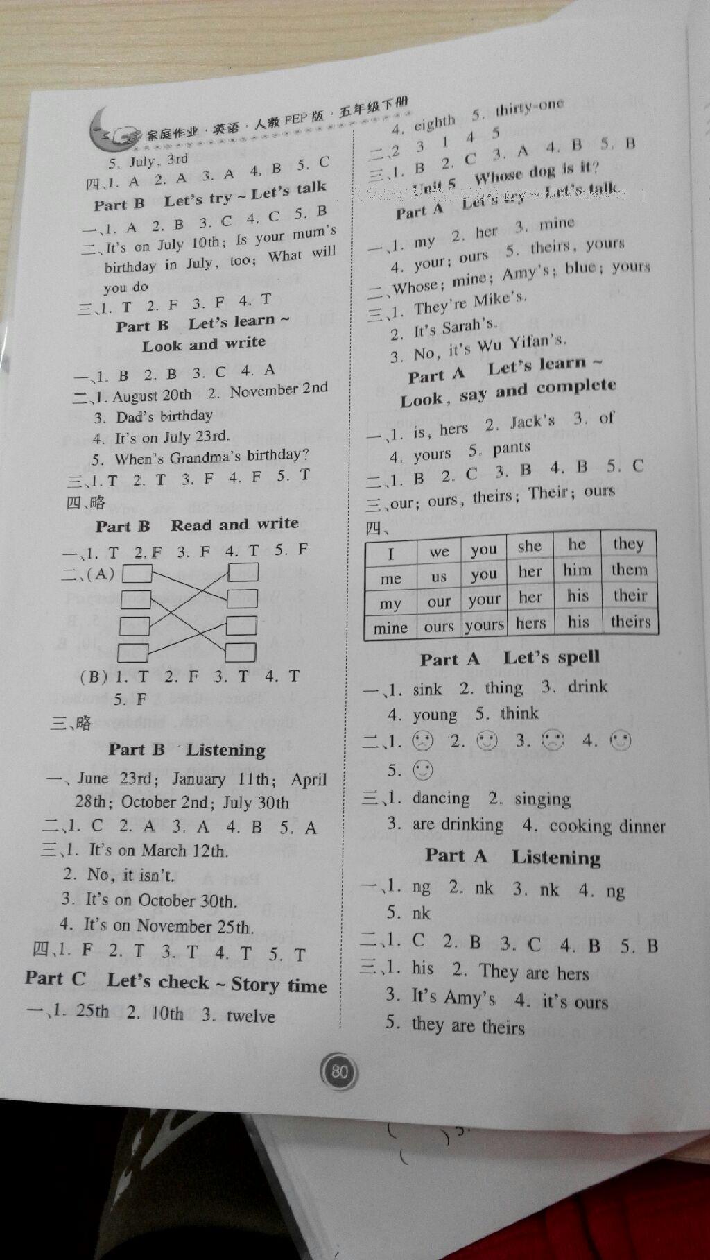 2015年新編家庭作業(yè)五年級(jí)英語(yǔ)下冊(cè) 第11頁(yè)