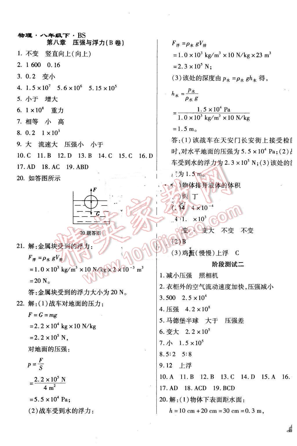 2015年千里馬單元測試卷八年級物理下冊北師大版 第7頁