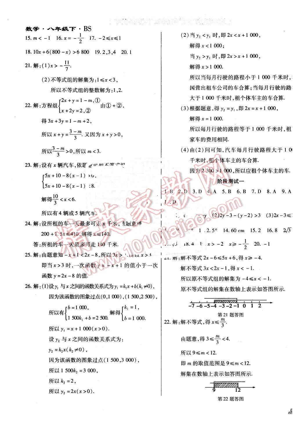 2015年千里馬單元測(cè)試卷八年級(jí)數(shù)學(xué)下冊(cè)北師大版 第3頁(yè)